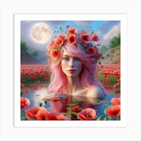 Poppies In The Water Art Print