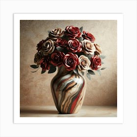 Roses In A Marble Vase 1 Art Print