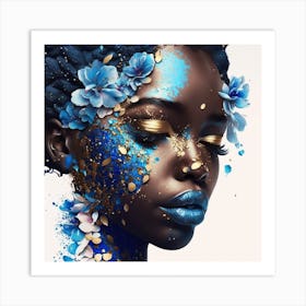 Blue Flower Painting 1 Art Print