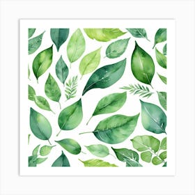 Illustrative Albedo Watercolor Green Leaves Art 3 Art Print