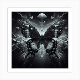 Butterfly In Black And White 6 Art Print