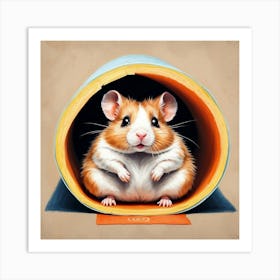 Hamster In A Tunnel Art Print