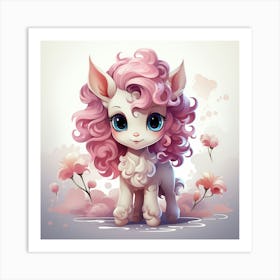 Little Lamb With Pink Hair Art Print