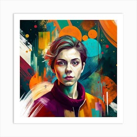 Girl In A Colorful Jacket Art Print