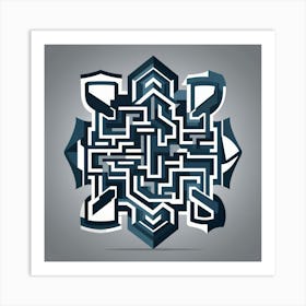 Minimalist Abstract Geometric Maze Art Print