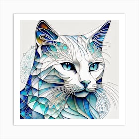 Cat With Blue Eyes 1 Art Print