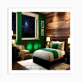 Green Bedroom Art Print