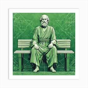 A Geometric Vector Image Of Socrates Stting On Bench Art Print