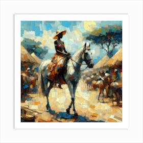 African Woman On Horseback Art Print