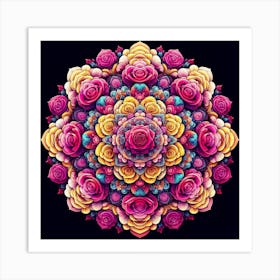 Rose mandala colorful Art Print