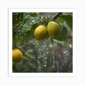 Lemon Tree In Rain 1 Art Print