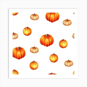 Pumpkins On A White Background Art Print