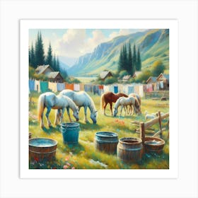 Horses In The Pasture Art Print