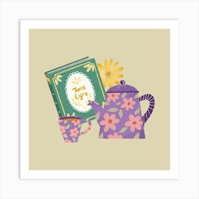 Cozy up with a good book Art Print