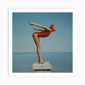 Jerry Hall, Vogue 1976 by Norman Parkinson. Art Print