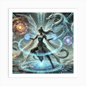 Empress Lian Elemental Dragon Power Sci Fi Art Print