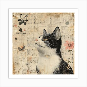 Cat On Paper 2 Art Print