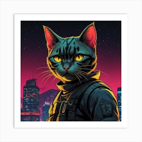 Default A Badass Ninja Cat Named Bitmeow Movie Poster Backgrou 1 Art Print