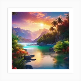 Sunset In The Jungle 3 Art Print