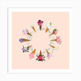 Wreath Flowers Wreath Tap Flower Art Print