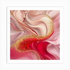 Abstract Pink And Gold Art Print