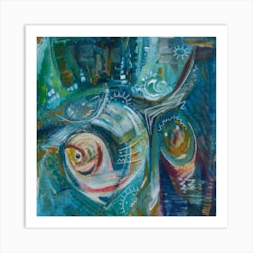 Wall Abstract Art In Blue Art Print