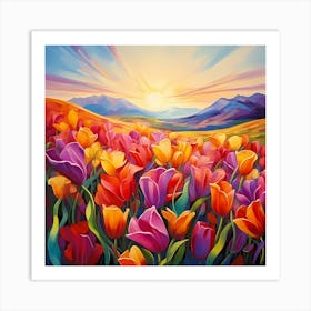 AI Enchanted Tulip Symphony  Art Print