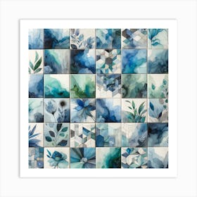 Blue Tile Wall Art Art Print