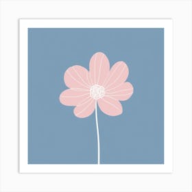 A White And Pink Flower In Minimalist Style Square Composition 535 Art Print