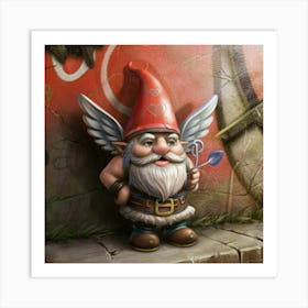 Cupid Gnome A Heart Arrow Art Print