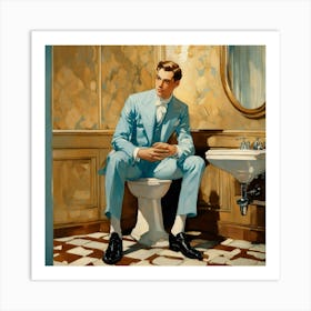Man Sitting On A Toilet Art Print