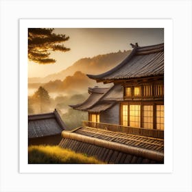 Firefly Rustic Rooftop Japanese Vintage Village Landscape 90216 Art Print