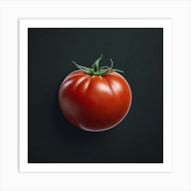 Red Tomato On Black Background Art Print