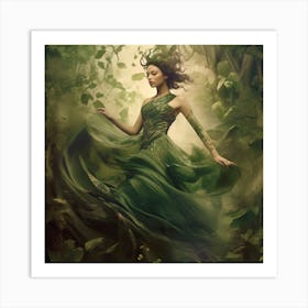 Mermaid In The Forest Art Print