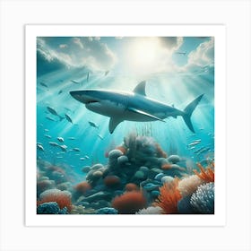 A Great White Shark In His Natural Habitat 2 Art Print