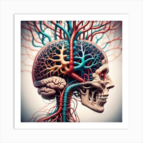 Human Brain With Blood Vessels 13 Art Print