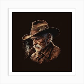 Cowboy Smoking A Cigarette Art Print