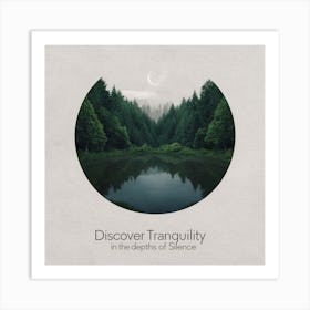 Tranquil Silence: Serene Forest Lake with Moonlit Reflections Art Print