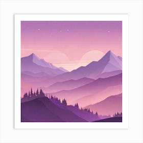 Misty mountains background in purple tone 23 Art Print