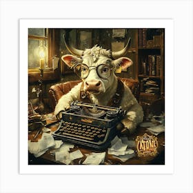 Funny Cow Writer Vintage 13 Art Print