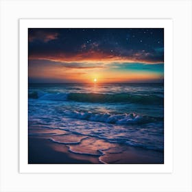 Sunset Over The Beach Art Print