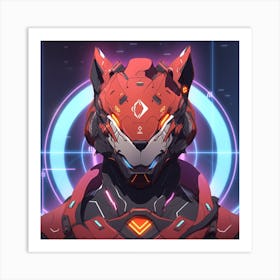 Wolf Cyber Warrior Art Print