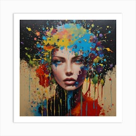 Woman With Paint Splatters Art Print