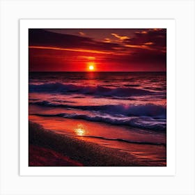 Sunset On The Beach 601 Art Print