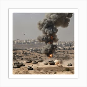 Israeli Tanks In The Desert 15 Art Print