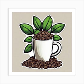 Coffee Beans And Leaves 6 Art Print