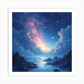 Dreamy Watercolor Space With Luminous Celestial Light 1 Art Print