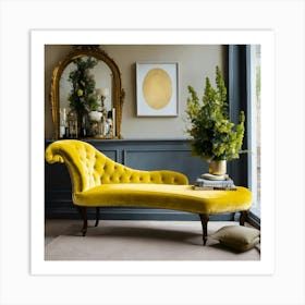 Yellow Velvet Chaise 3 Art Print