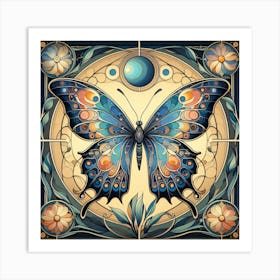 Art Deco Butterfly Panel III Art Print