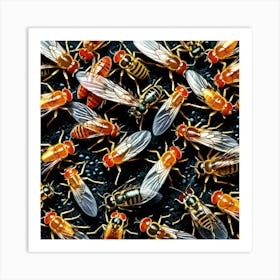 Flies Insects Pest Wings Buzzing Annoying Swarming Houseflies Mosquitoes Fruitflies Maggot (13) Art Print
